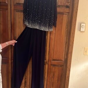 Elegant Black Jumpsuit with Embellished Top
